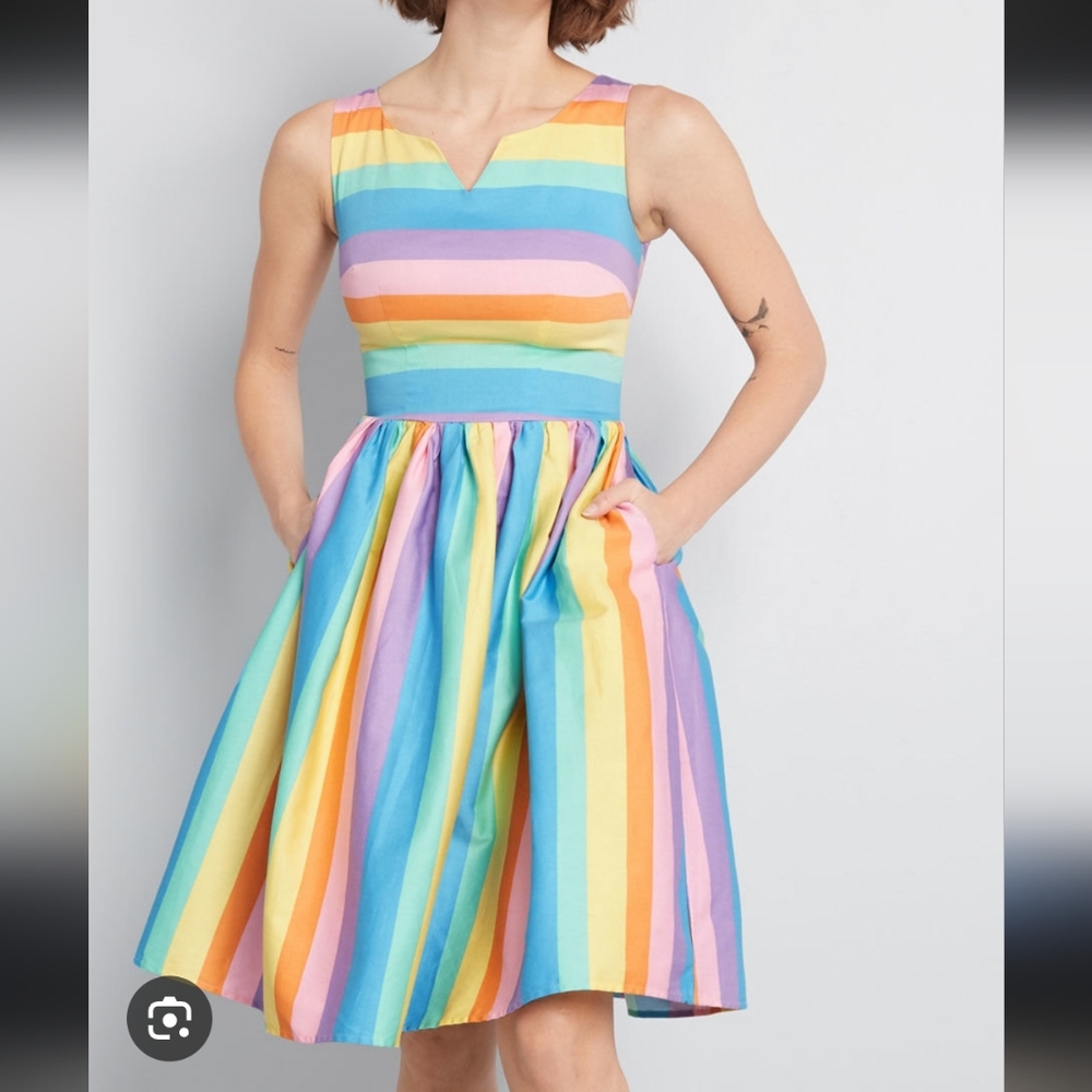 Modcloth X Collectif Rainbow Dress XXXS